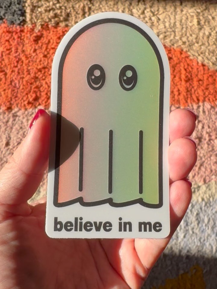 Looking for a few homes to haunt. When he steps into the light you will believe&hellip; that&rsquo;s he&rsquo;s ✌️cute ✌️deny 👻. Comes with a special aura! Thanks to @stickerninja for bringing this boo boy to the land of the living.