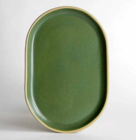 Elevate your kitchen or tabletop organization with the artisan-made Brookline Medium Tray by Emerson Creek Pottery in earthy Moss green.