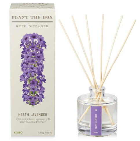 Elevate your home ambiance with the eco-friendly Heath Lavender Diffuser by KOBO, showcasing plantable seed packaging and a crisp botanical scent.