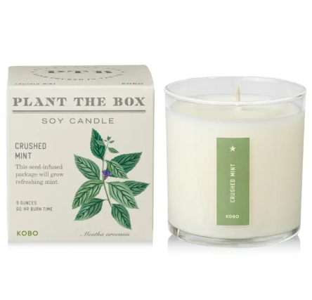 Discover the refreshing eco-luxury of the KOBO Crushed Mint Plant the Box Candle, a premium hand-poured soy candle designed to soothe your senses and grow real mint.
