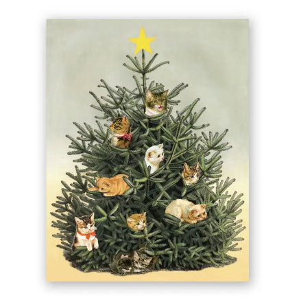 Cat Christmas Tree Greeting Card