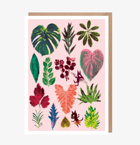 Coloured Leaf Print  Greeting Card