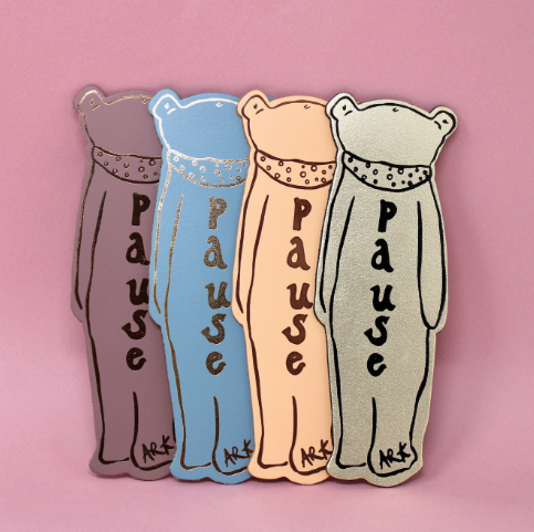 A sustainable, plastic-free leather bookmark from Ark Colour Design - Take some time and 'Pause'.