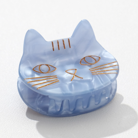 Ginger Hand Painted Cat Claw Clip by Adorro | Eco-Friendly Hair Accessory - Blue