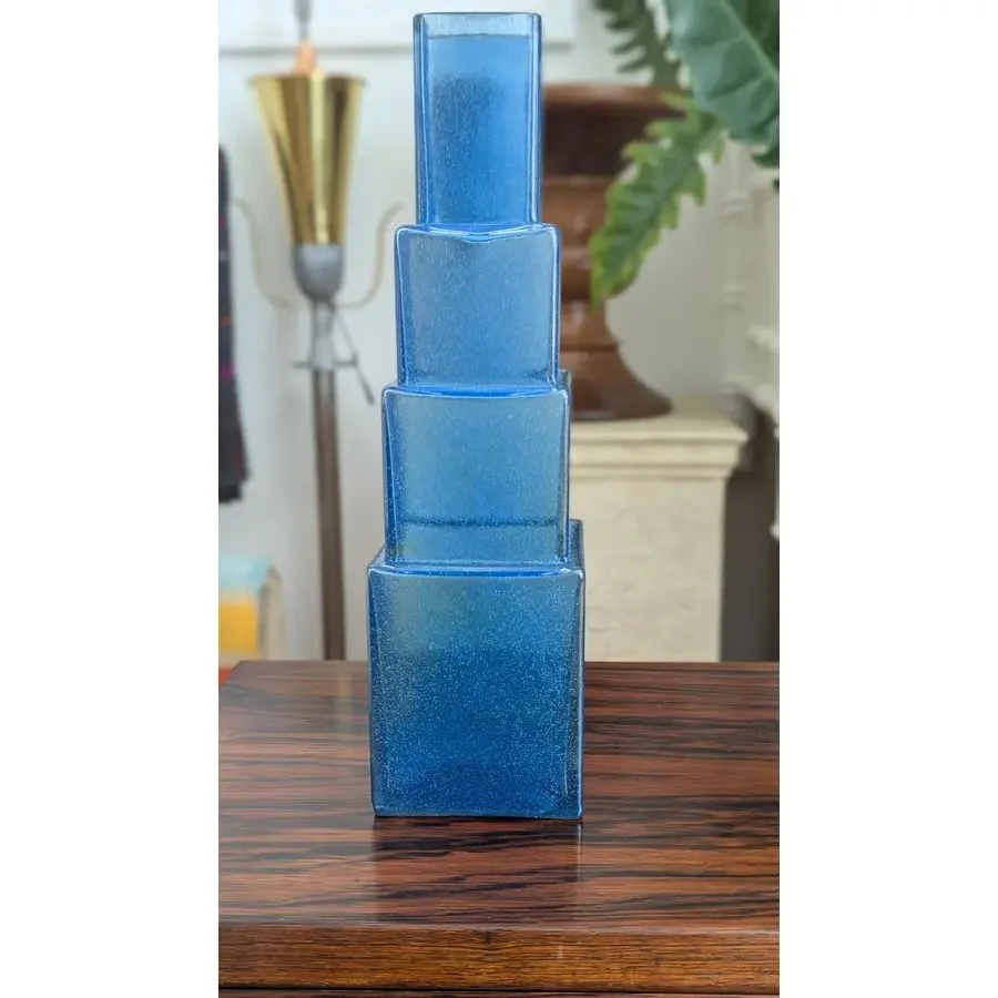 Brutalist cobalt glass vase by Bertil Vallien