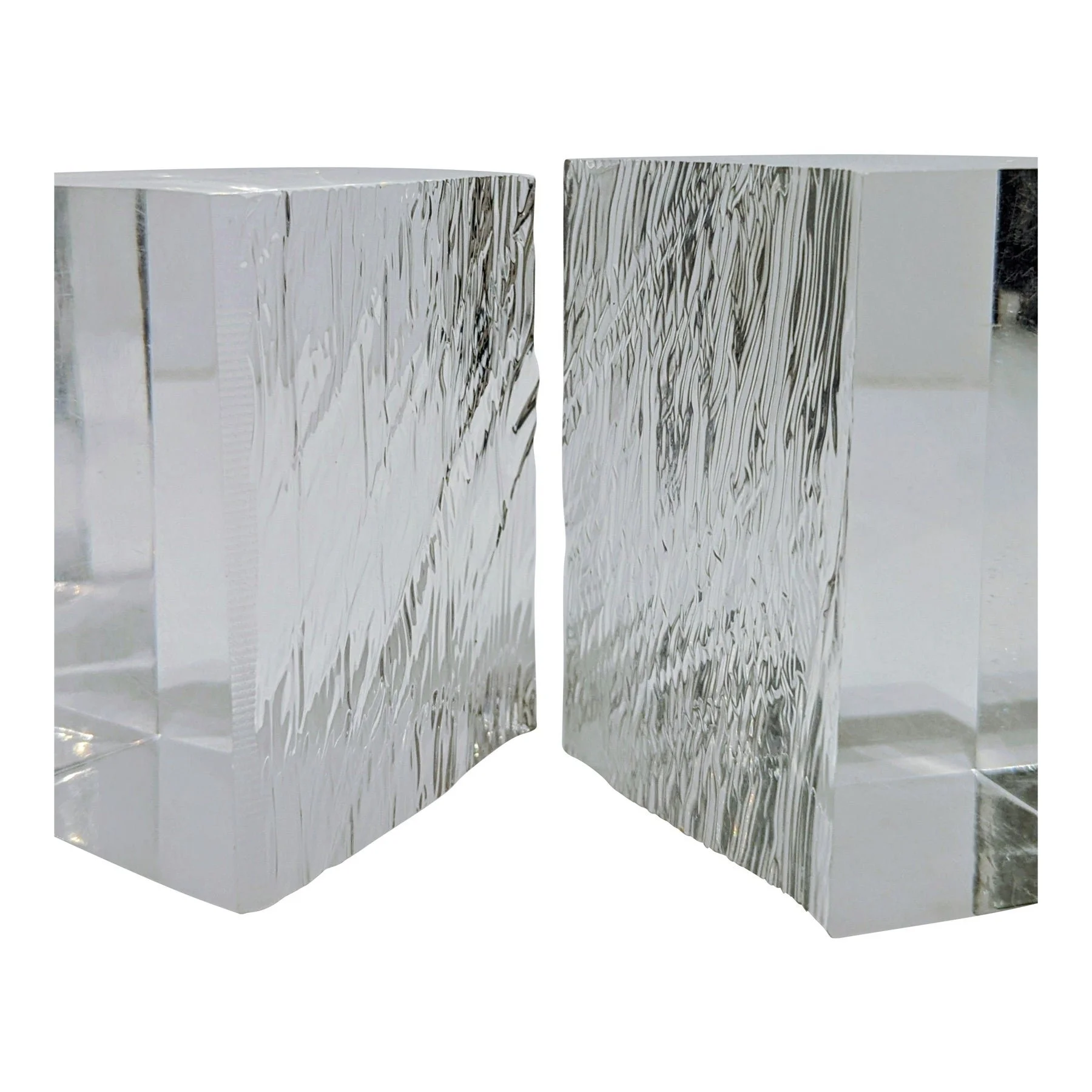 Glass Bookends with Ripple Texture | Italian c. 1970s
