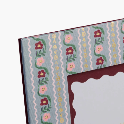 A close up of the  Delphine Paper Wrapped Picture Frame.