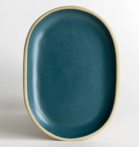 Add a pop of coastal elegance to your home with the handcrafted Brookline Small Tray by Emerson Creek Pottery in rich Baltic.