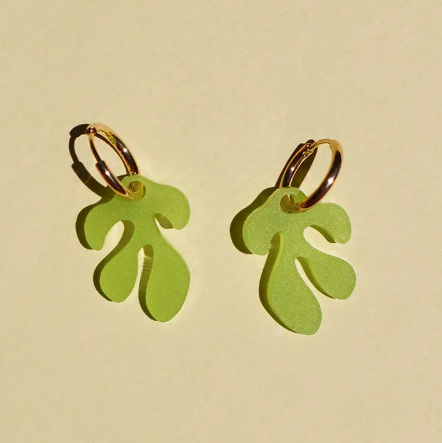 Other shapes' Frosted Lime Dancer Charm Earrings offer a chic, unique look with a removable acrylic charm for easy customization.