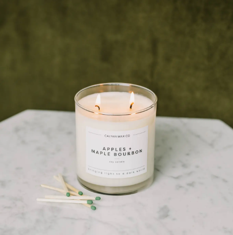 Fill your home with the sweet, tempting scent of apples and maple bourbon. This clean-burning soy candle is perfect for large rooms and makes a great gift.