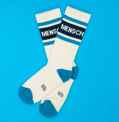 A pair of high-quality cotton blend gym socks with a humorous and kind-hearted message for daily wear.