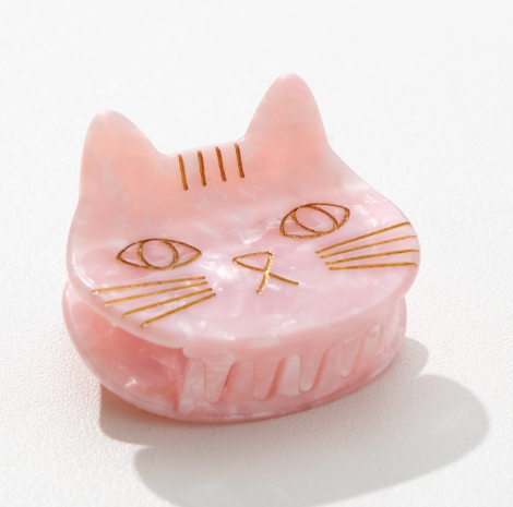 Ginger Hand Painted Cat Claw Clip by Adorro | Eco-Friendly Hair Accessory - Pink