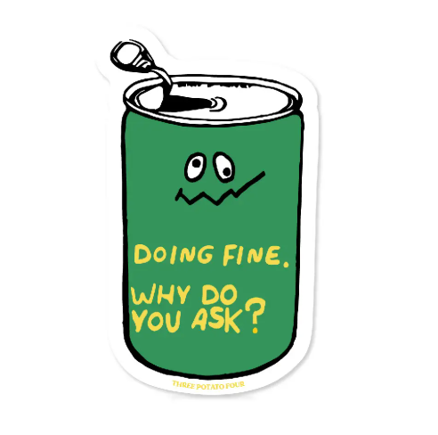 "Doing Fine" Can Sticker