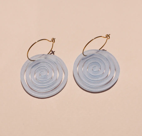 Show off your playful style with the versatile Frosted Sky Swirlie Girlies Earrings, featuring a lightweight charm with fun, free-spinning movement.