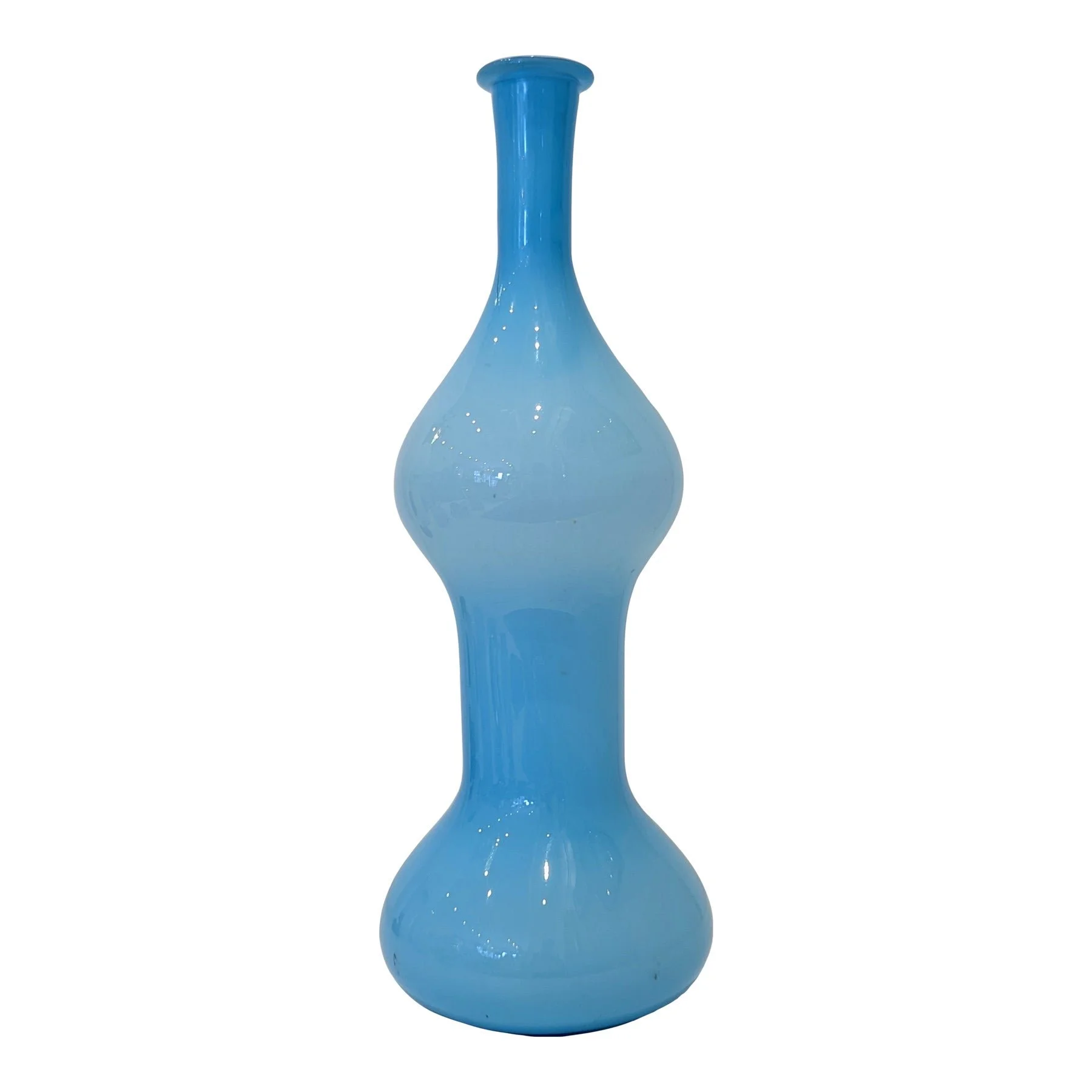 Mid-century Empoli hand-blown glass vase with white background