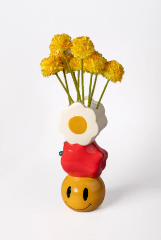 The Ban.do Ceramic Vase, Fun, emphasizing its hand-painted details and playful form, ready to add a vibrant touch to any space.