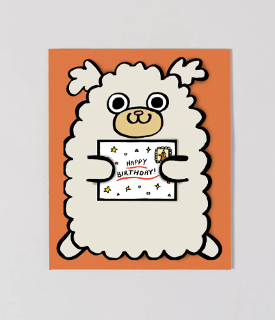 The Dog with Mini Card Kid's Birthday Card by Wrap, a playful design by Alice Bowsher.