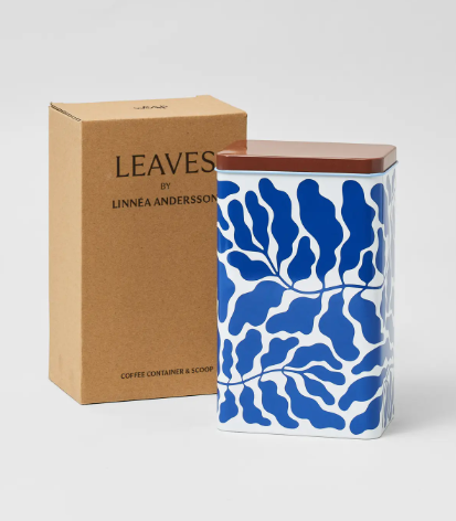 High-quality kitchen canister with a modern leaf design, perfect for organizing dry goods and pantry items.