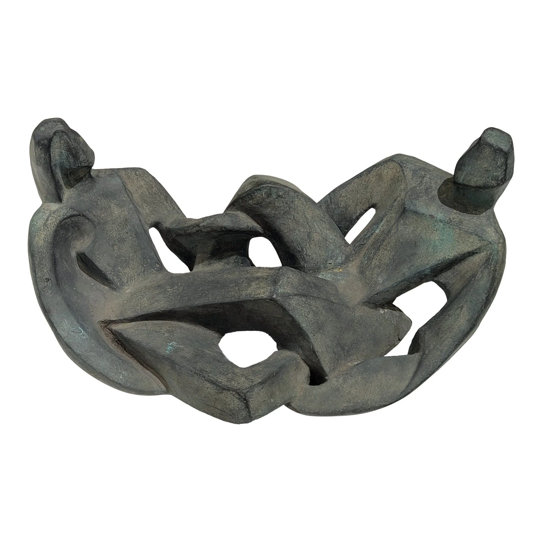 Vintage Brutalist Reclining Figures Sculpture | Verdigris Finish