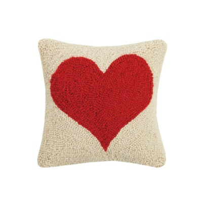 A charming 10x10 inch Red Heart Hook Pillow by Peking Handicraft with a vibrant wool hooked design.