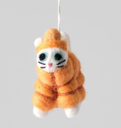 Lee, Cat in Orange Puffa Hanging Felt Ornament