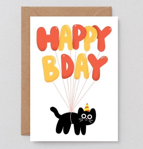 Happy Bday Cat Balloons' Card