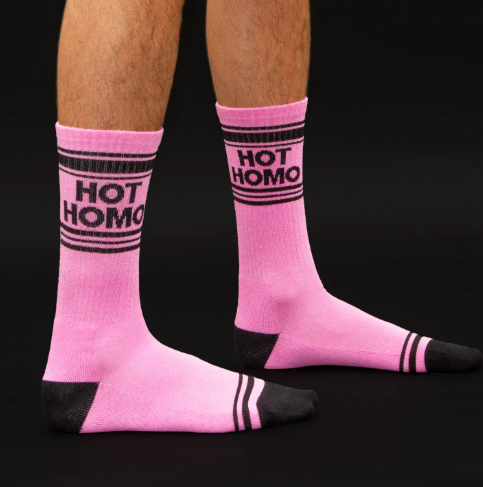 High-quality pride-themed gym socks featuring a thick weave and comfortable mid-calf height.