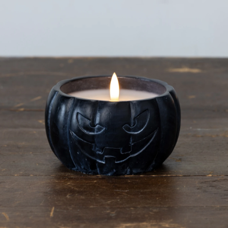 Create a moody seasonal display with the Black Jack-O-Lantern 3D Flame Candle by Ragon House, complete with an automated 6-hour timer and festive carved features.