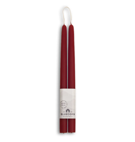 Add natural elegance to your home decor with the Burgundy Beeswax Taper Candles by Bluecorn Candles.