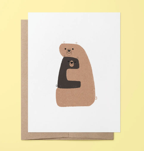 Sincerely, Rob's Bear Hug greeting card, featuring an illustration of a brown bear and a playful message, perfect for sending comfort and a warm embrace.