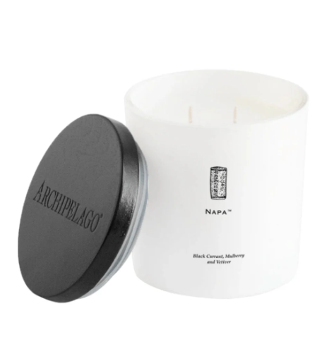 The Napa Luxe Candle by Archipelago featuring a fruity and smoky scent inspired by California wine country.