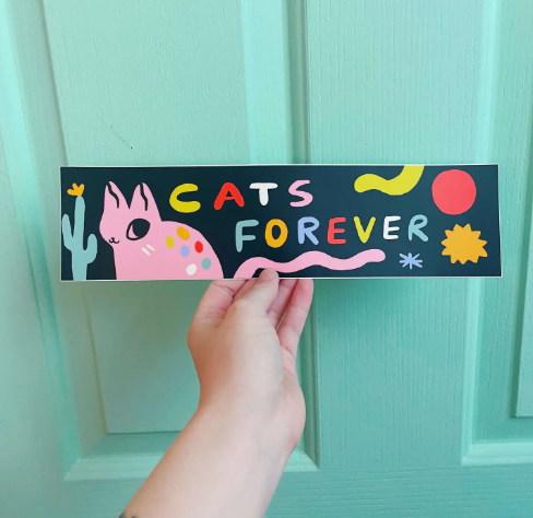 High quality matte vinyl sticker made in the USA that is perfect for any cat lover's vehicle or laptop.