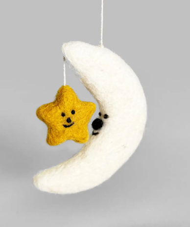 Moon & Star Hanging Felt Ornament