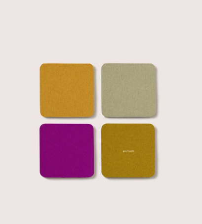 Bierfilzl Merino Wool Square Coaster Multi 4 Pack - Golden Hour.