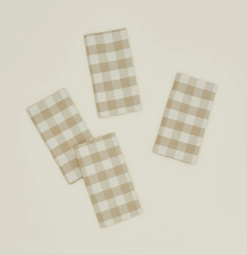 Hawkins New York Essential Gingham Dinner Napkins in Ivory/Flax.