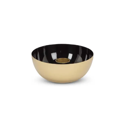 Modern metal taper candle holder featuring a sophisticated black interior and gold metallic base.