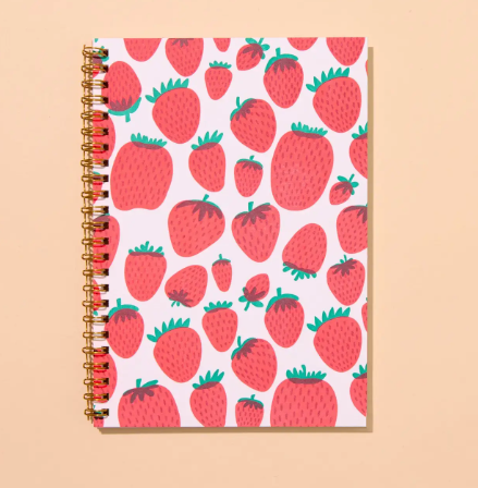 Strawberry Letterpress Spiral Notebook
