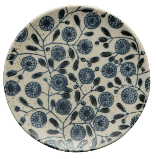 Elevate your bites! A beautiful stoneware appetizer plate with a serene, nature-inspired design, perfect for stylish serving - Calendula.