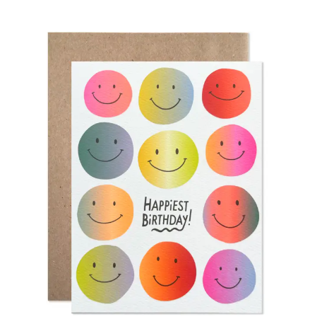 Happy Birthday Neon Gradient Smiles Card