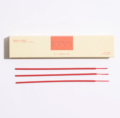 Discover aromatic luxury with the Tuberose Musk Hi-Fi Incense Sticks by P.F. Candle Co., shown alongside their signature minimal packaging.