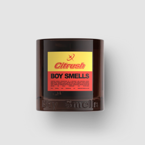 Experience elevated bliss with the Citrush Scented Candle by Boy Smells, crafted with a new vegan soy blend for a 50+ hour burn.