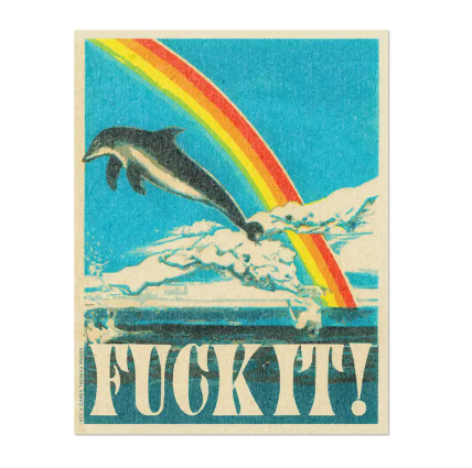 Unique die-cut decals by Red Cap Cards made in Sweden, showcasing a variety of textures from glossy prismatic to white matte, this design features a Dolphin.