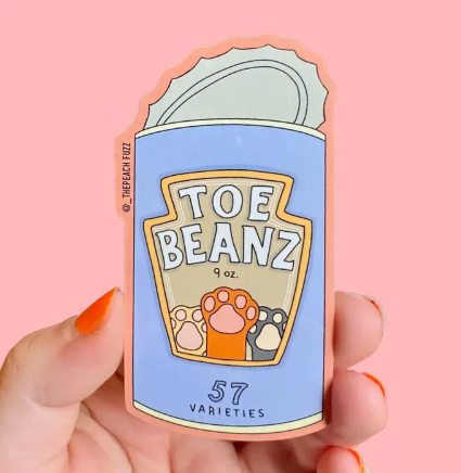 The Peach Fuzz - Toe Beans Sticker - Little toe beans are the most loved of all the beans!