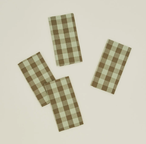Hawkins New York Essential Gingham Dinner Napkins in Sage/Olive.