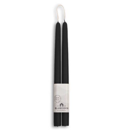 Add natural elegance to your home decor with the Black Beeswax Taper Candles by Bluecorn Candles.