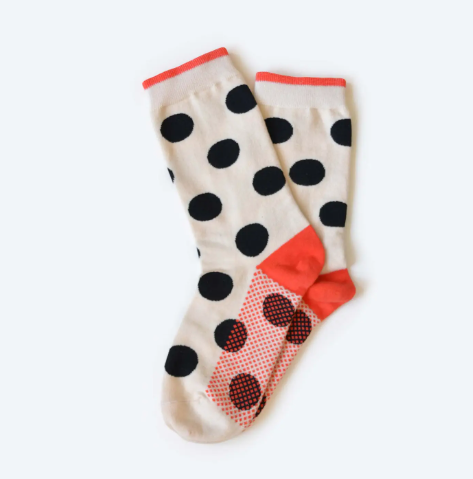 Valley Sock - Lightweight, comfy crews with classic off-white polkadot socks.