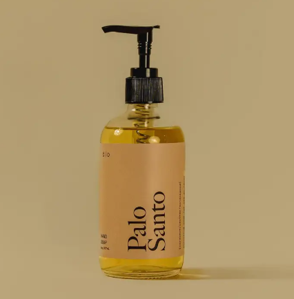 8oz Palo Santo scented hand wash in a modern, designer vessel, made in the United States.