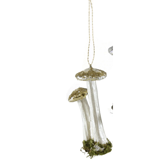 Enchanted Toadstool Ornament Small by Cody Foster & Co. – whimsical glass ornament with glitter details - Gold