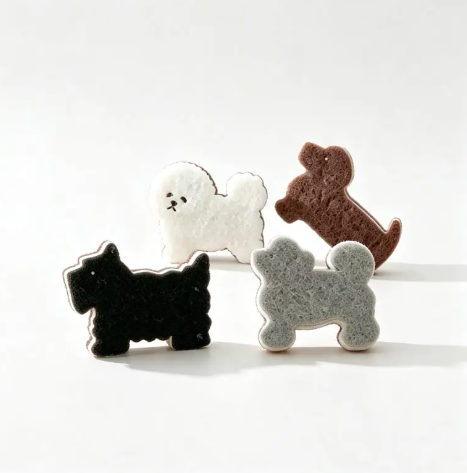 Add a playful touch to your kitchen cleanup with the 4PCS Dog-Shaped Dish Sponge set by CouldNook, featuring four assorted puppy silhouettes in neutral tones.