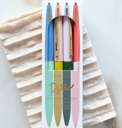 Retro Pen Set of Four - Rainbow